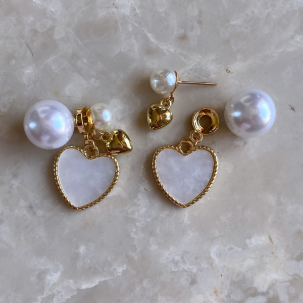 Marka Model İncili Kalp Küpe