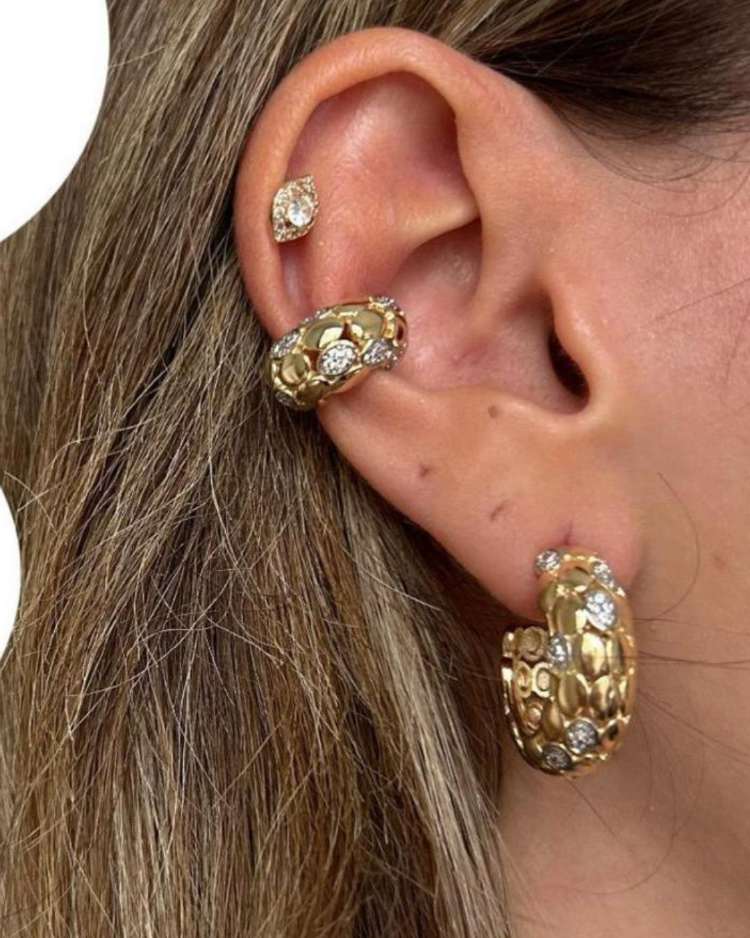 Marka Model Taşlı Halka Küpe