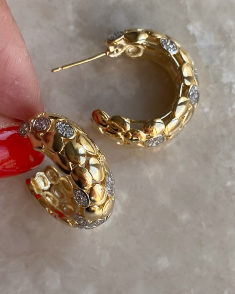 Marka Model Taşlı Halka Küpe