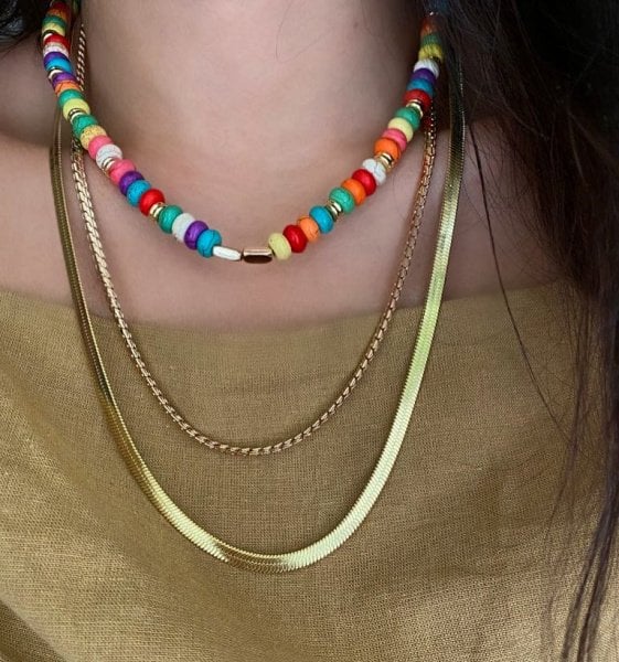 Çelik Gold İtalyan Yassı Kolye-60cm