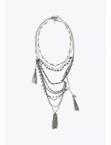 Marka Model Siyah Taşlı Kolye