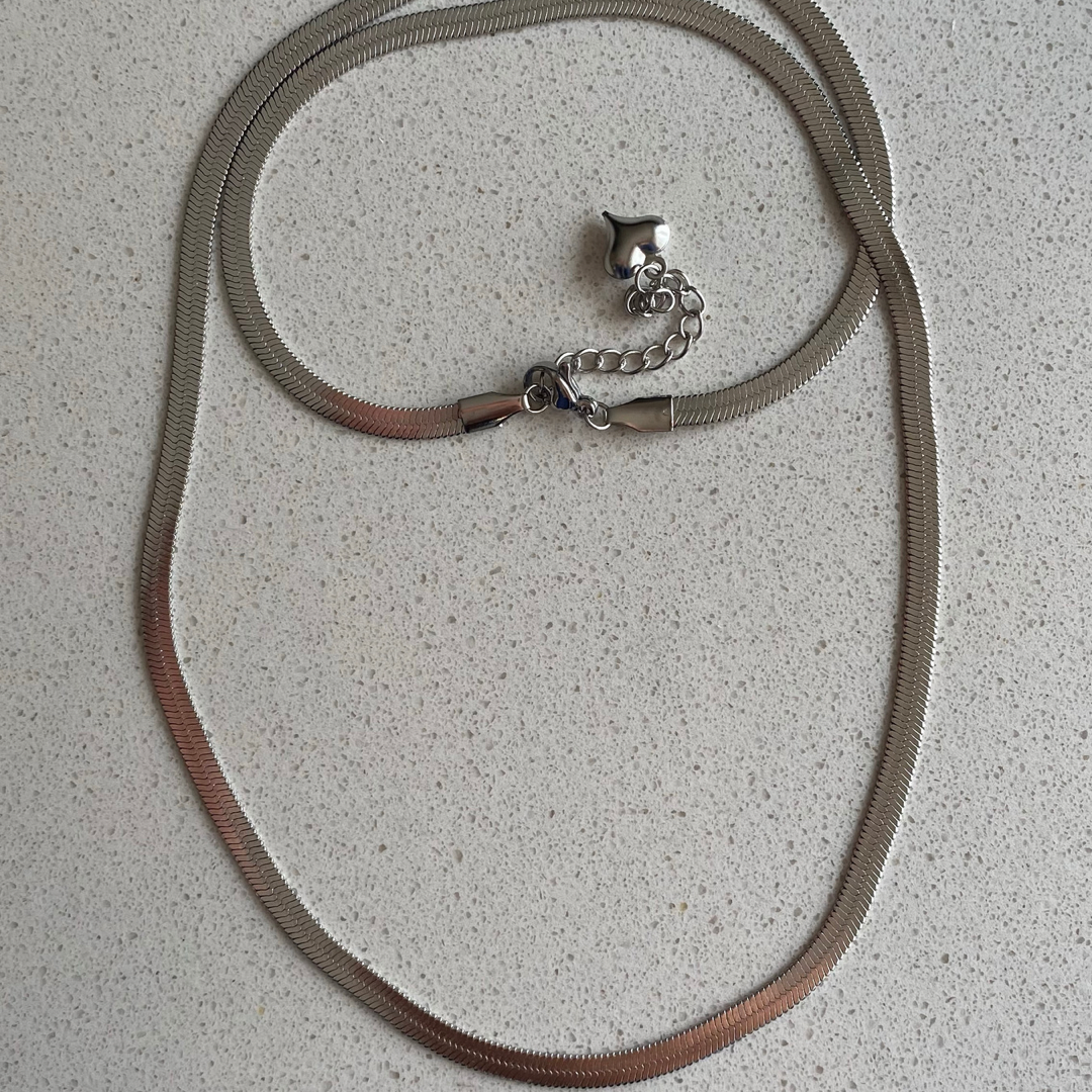 Çelik Silver İtalyan Yassı Kolye- 60cm