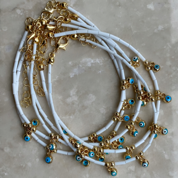 Beyaz Nazar Detaylı Halhal