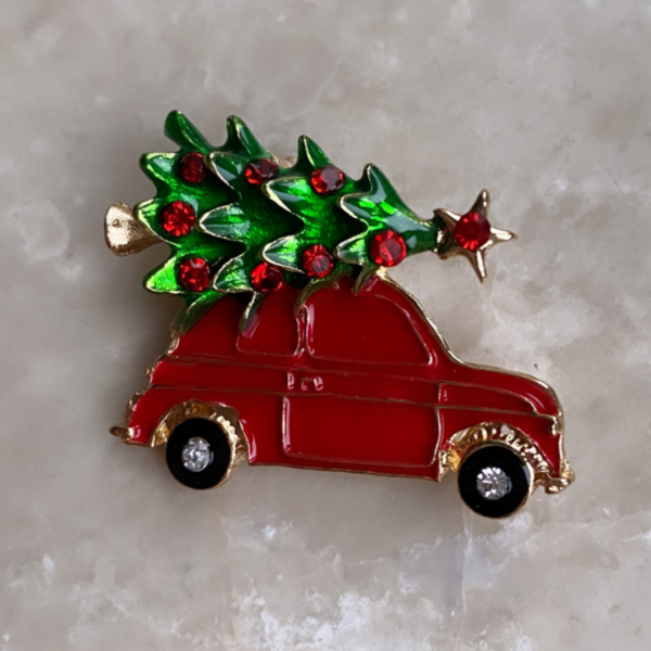 Yeni Yıl Araba Çam Ağacı Broş