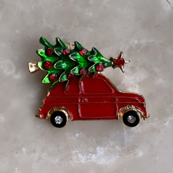 Yeni Yıl Araba Çam Ağacı Broş