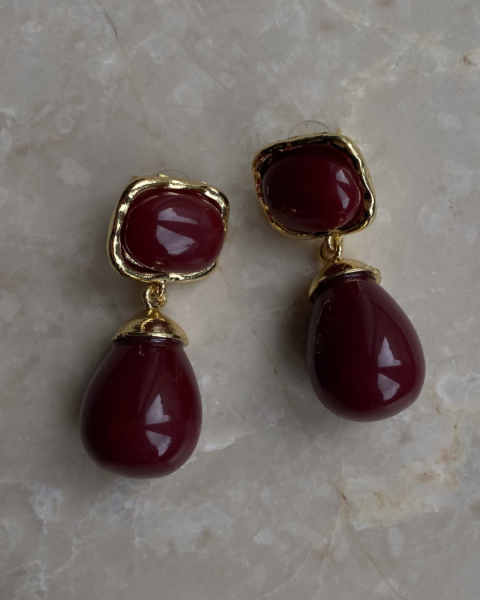 Marka Model Bordo Damla Küpe