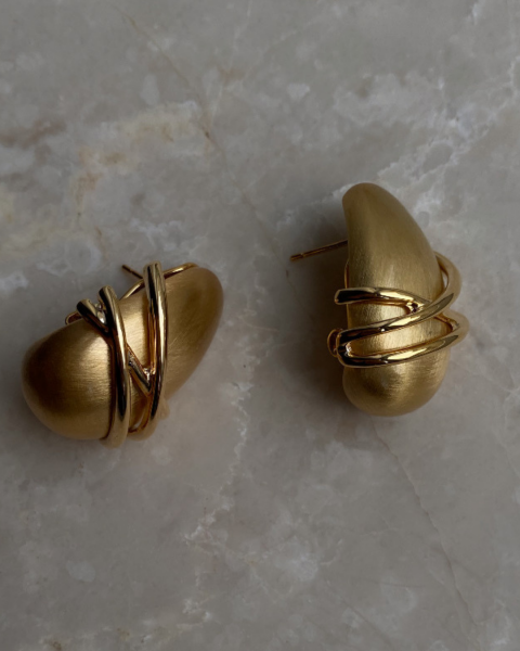 Özel Seri Parlak Gold Damla Küpe-3cm