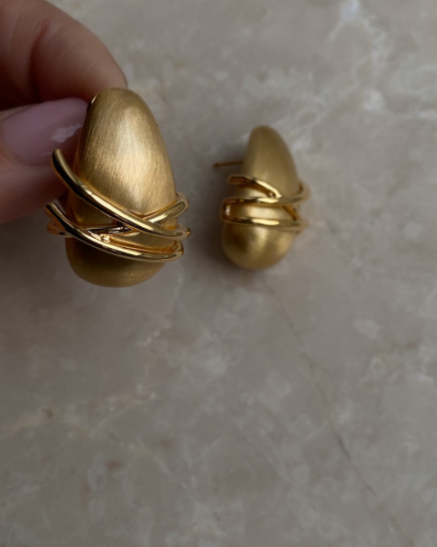 Özel Seri Parlak Gold Damla Küpe-3cm