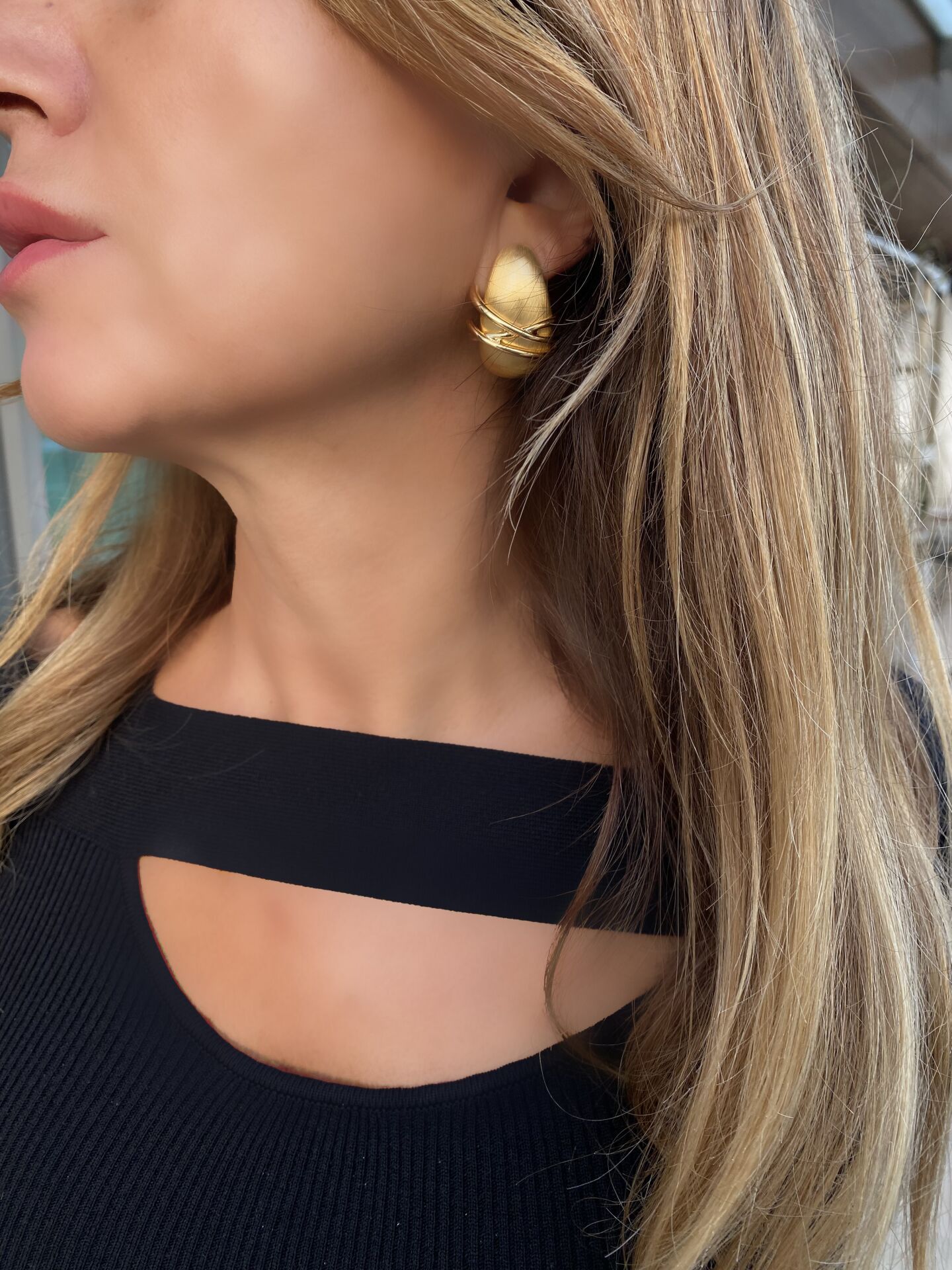 Özel Seri Parlak Gold Damla Küpe-3cm