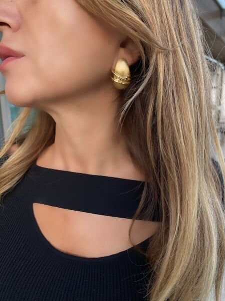 Özel Seri Parlak Gold Damla Küpe-3cm