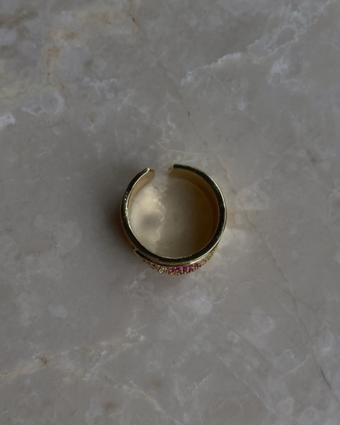 Ayarlanabilir Pembe Taşlı Göz Yüzük