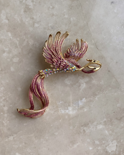 Pembe Kuş Broş