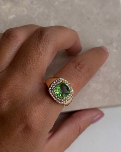Ayarlayabilir Yeşil Taşlı Yüzük
