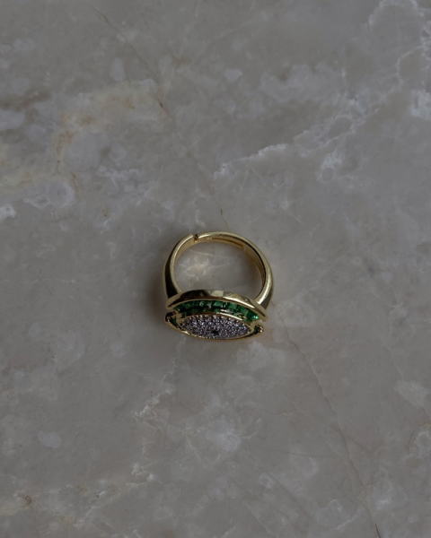 Ayarlanabilir Yeşil Taşlı Serçe Parmak Yüzük