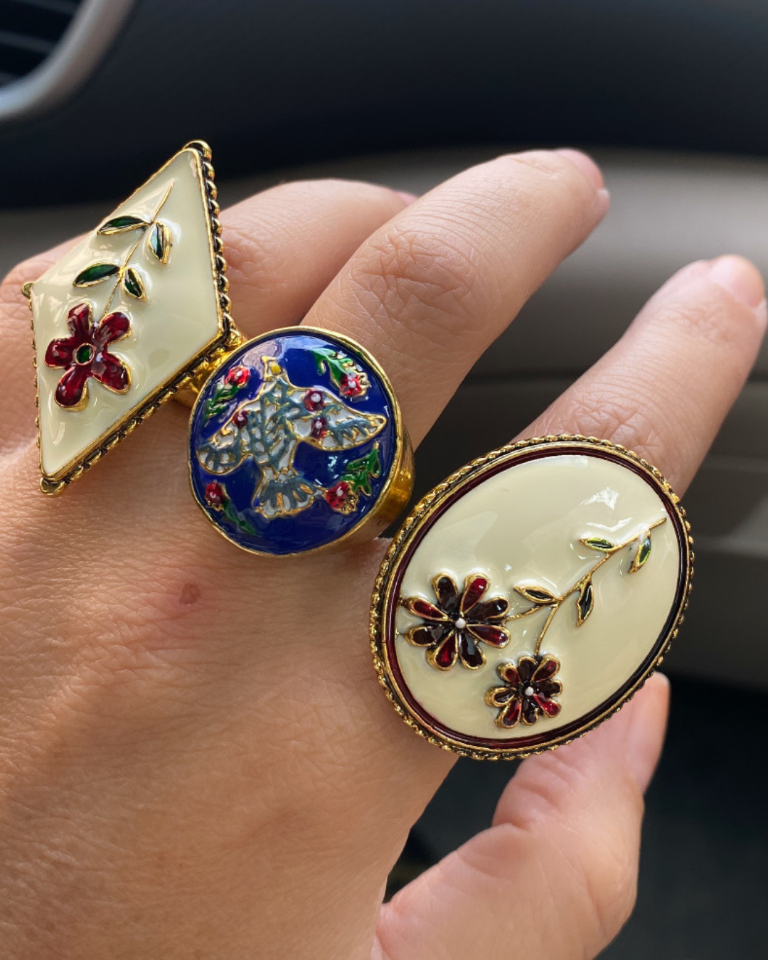 Marka Model Ayarlanabilir Üçlü Mineli Yüzük