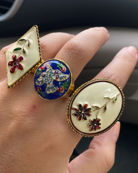 Marka Model Ayarlanabilir Üçlü Mineli Yüzük