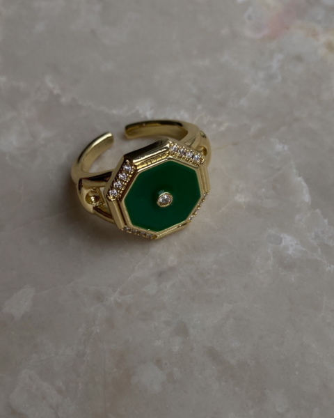 Ayarlanabilir Yeşil Taşlı Yüzük