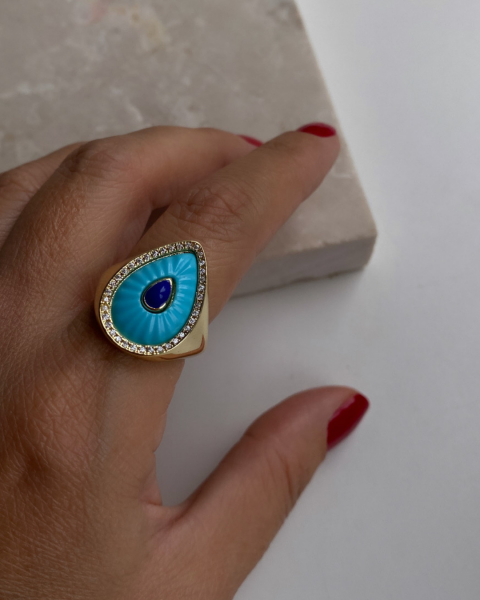 Ayarlanabilir Mavi Damla Yüzük