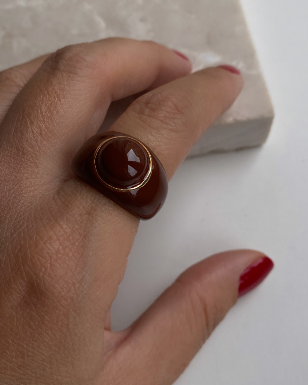 Ayarlanabilir Kahve Taşlı Yüzük
