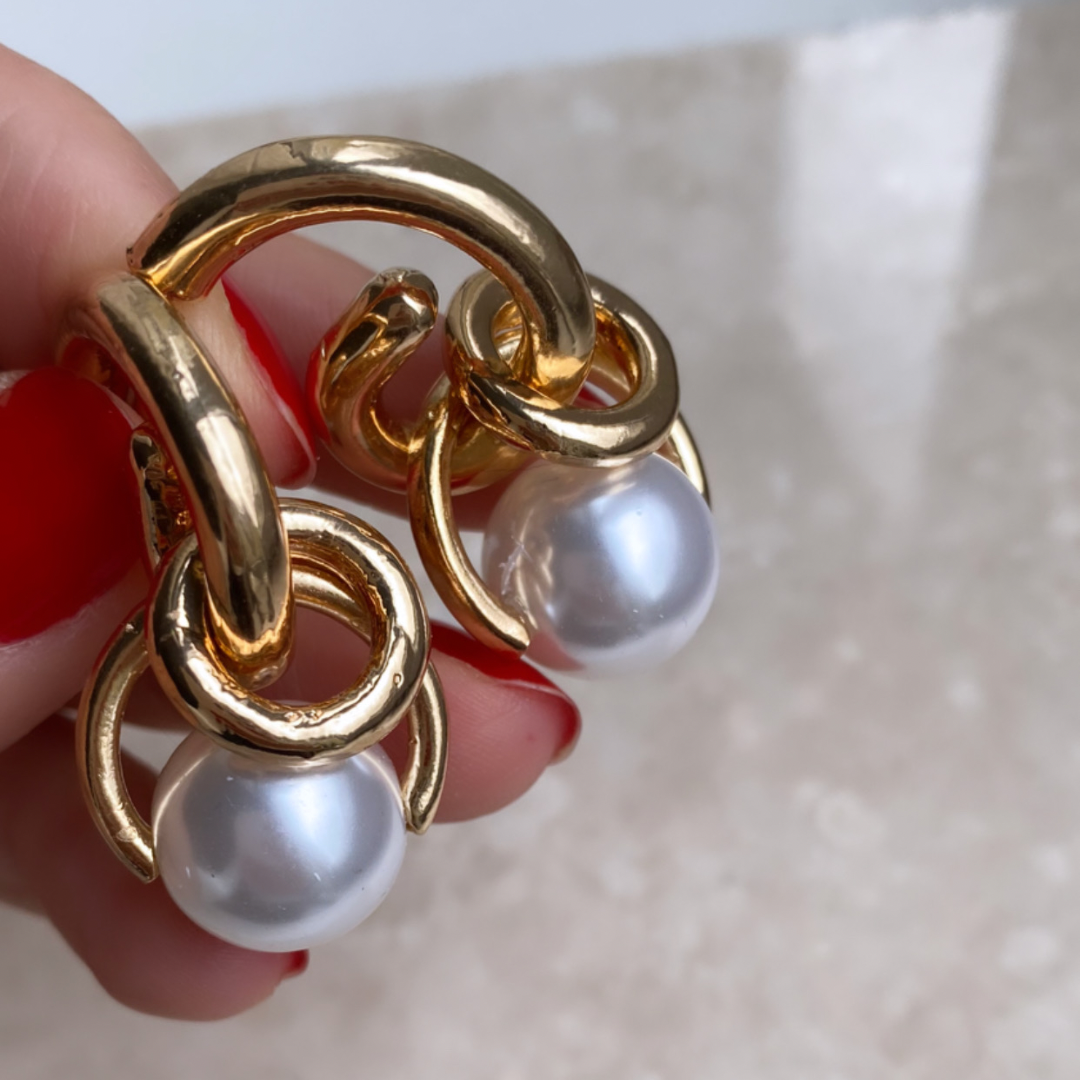 Marka Model Çift İnci Halka Küpe