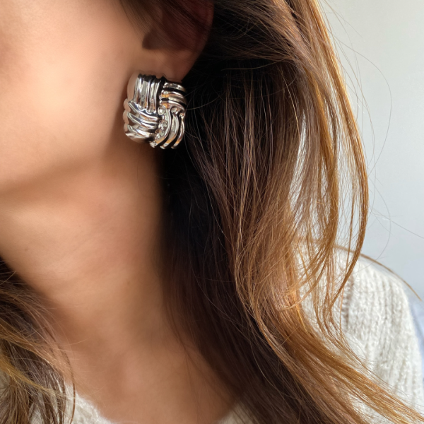 Altın Kaplama Hailey Kare Küpe- Silver