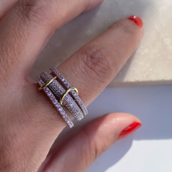 Marka Üçlü Pembe Taşlı Yüzük-19 numara