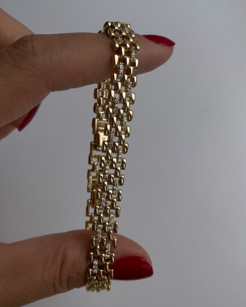 Özel Seri Ortası Taşlı Zincir Detaylı Bileklik