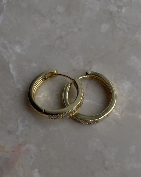 Özel Seri Ortası Taşlı Halka Küpe