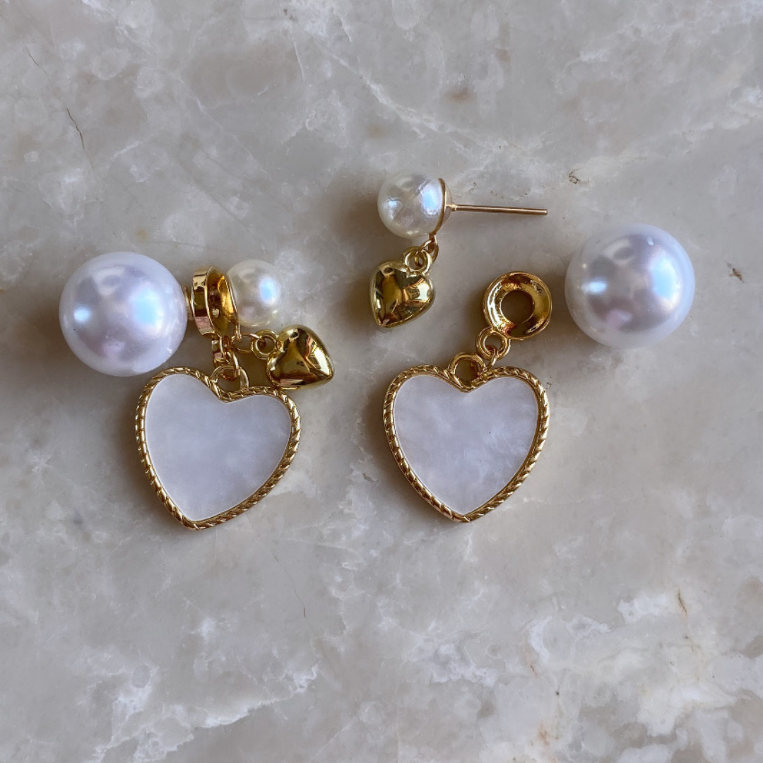 Marka Model İncili Kalp Küpe