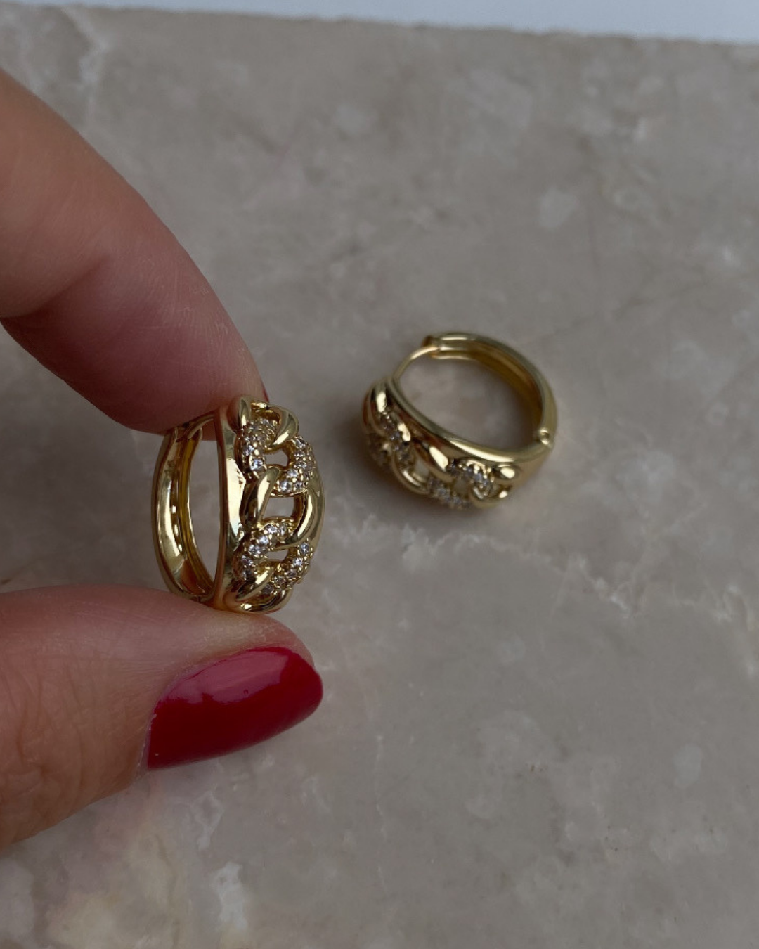 Özel Seri Taşlı Zincir Halka Küpe