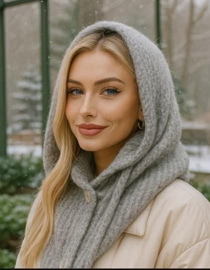 Düğmeli Balaclava -Gri