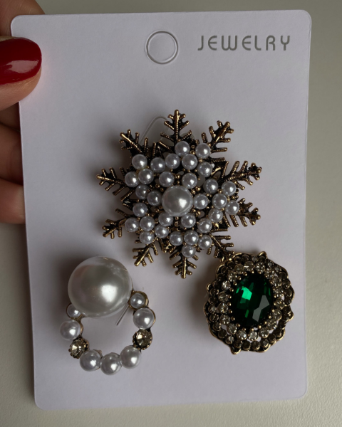 Kar Tanesi Üçlü Set Broş