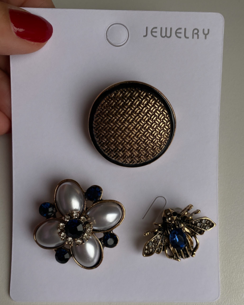 Mavi Taşlı Arı Üçlü Set Broş