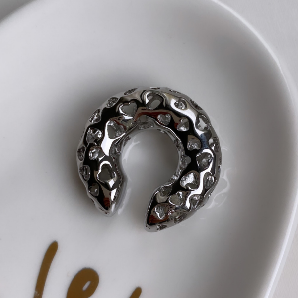Altın Kaplama Kalp Kıkırdak Küpe-Silver