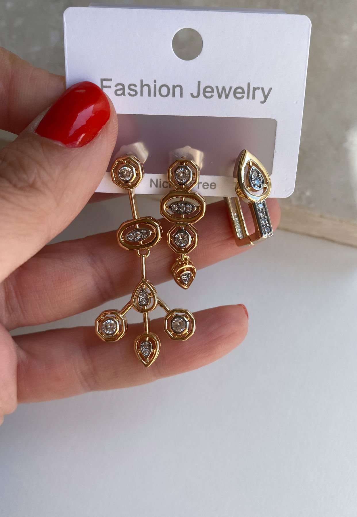 Altın Kaplama Taşlı Set Küpe
