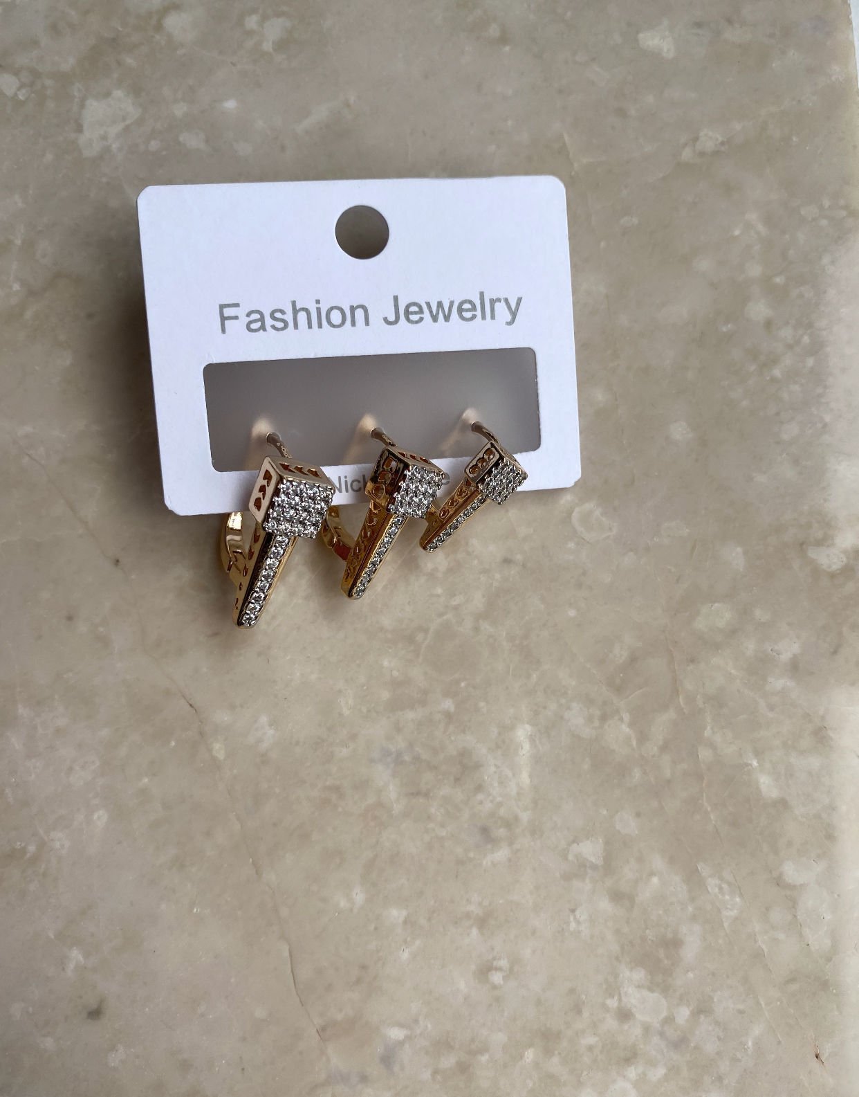 Altın Kaplama Taşlı Set Küpe