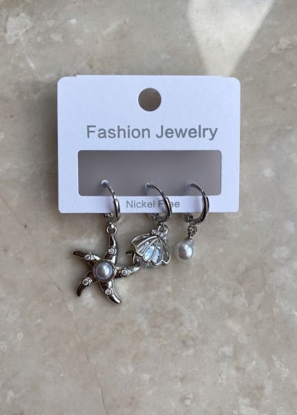 Altın Kaplama Deniz Yıldızı Set Küpe-Silver