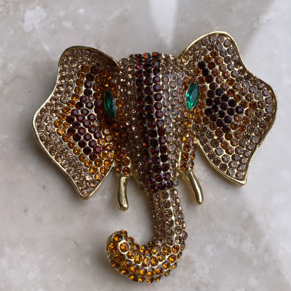 Taşlı İri Fil Broş