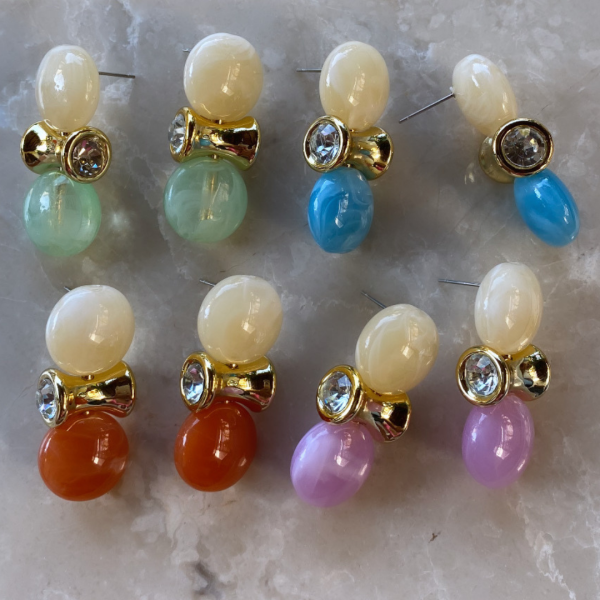 Kenarları Taşlı Renkli Küpe