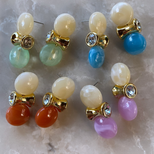 Kenarları Taşlı Renkli Küpe