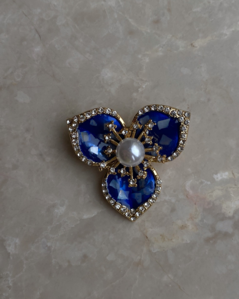 Mavi İncili Taşlı Yonca Broş