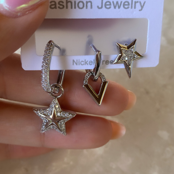 Altın Kaplama Zirkon Taşlı Yıldız Set Küpe