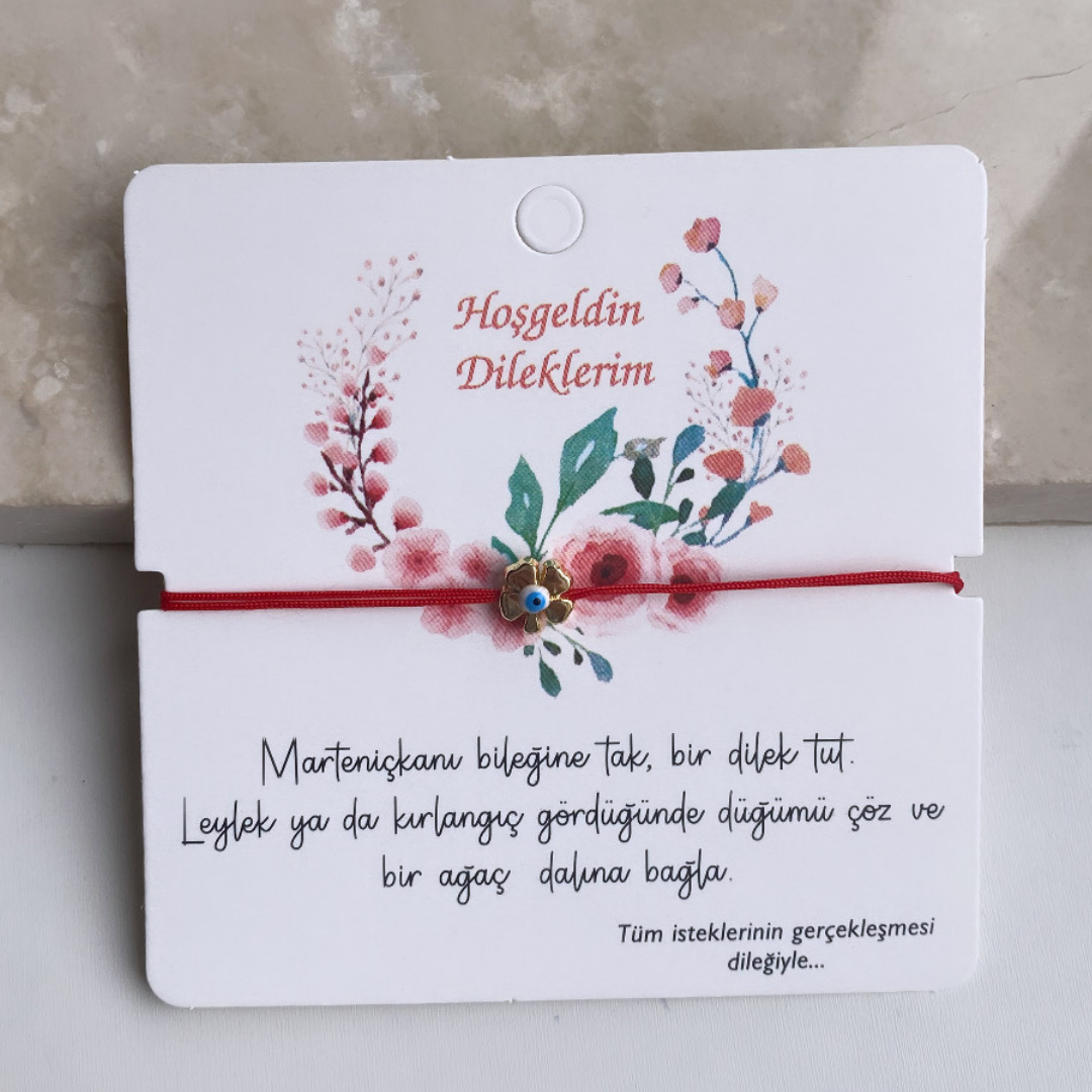 Marteniçka Kırmızı İp Yonca Bileklik