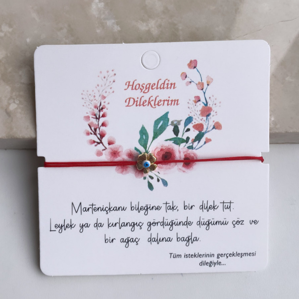 Marteniçka Kırmızı İp Yonca Bileklik