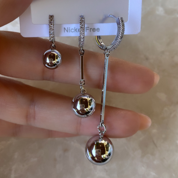 Altın Kaplama Uzun Top Set Küpe