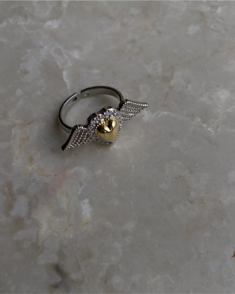 Ayarlanabilir Özel Seri Taşlı Kanatlı Kalp Yüzük