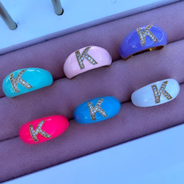 Neon Ayarlanabilir Harf Yüzük-K