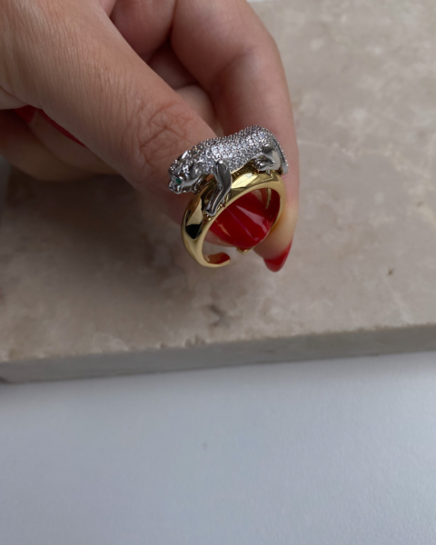 Ayarlanabilir Taşlı Mix Panter Yüzük