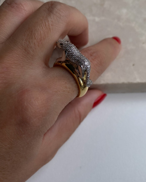 Ayarlanabilir Taşlı Mix Panter Yüzük