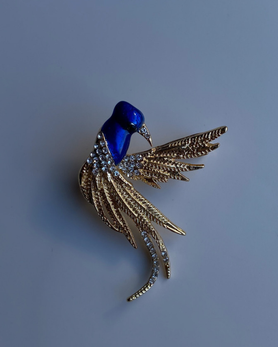 Mavi Taşlı Kuş Broş